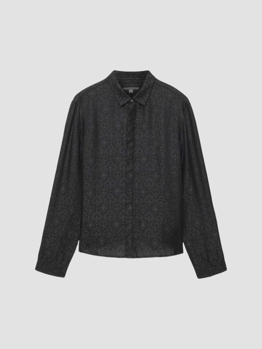John Varvatos Men's Rodney Card Suits Shirt - Black - Size XXL