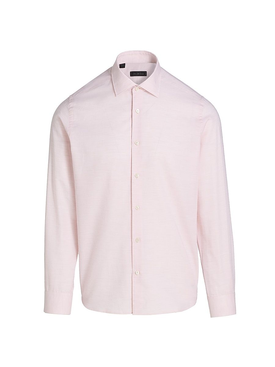 Men's COLLECTION Melange Cotton Sport Shirt - Pink - Size XXL