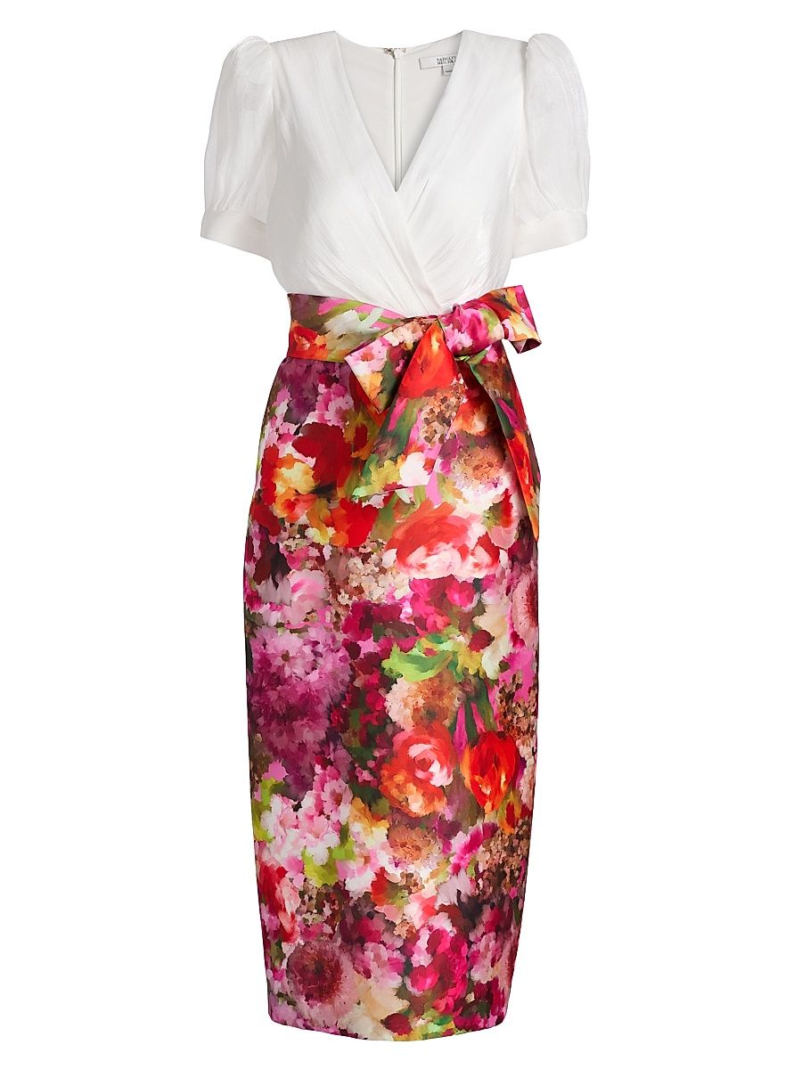 Women's Vibrant Floral Cocktail Dress - Pink Multi - Size 16