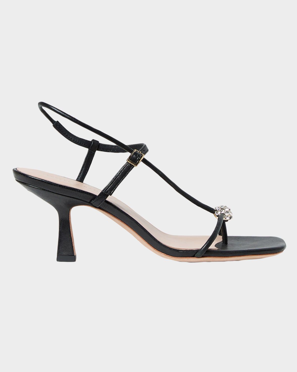 70mm Triana Strappy Crystal Leather Mid-Heel Sandals