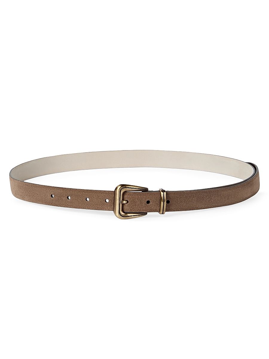 Women's Suede Belt with Monili - Light Brown - Size XS