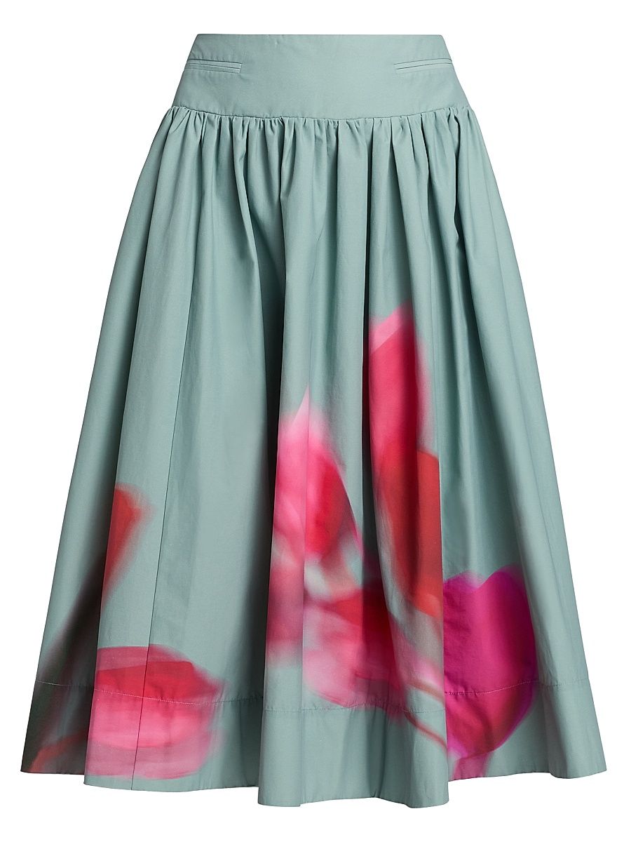 Women's Kalani Floral A-Line Midi-Skirt - Cumulus Tulip - Size 8
