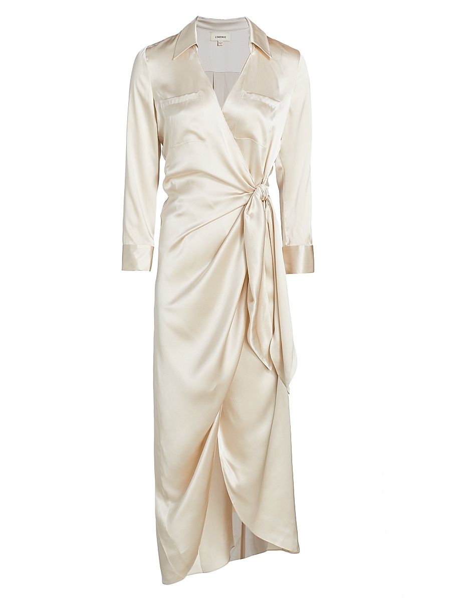 L'AGENCE Women's Kadi Silk Wrap Dress - Champagne - Size 2