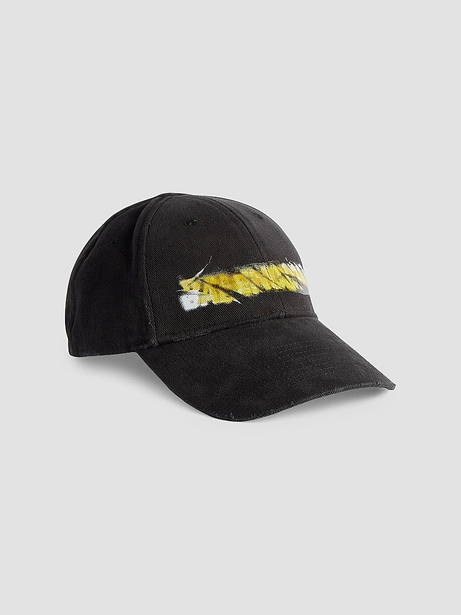 Balenciaga Men's Messy Spray Cap - Black - Size Medium