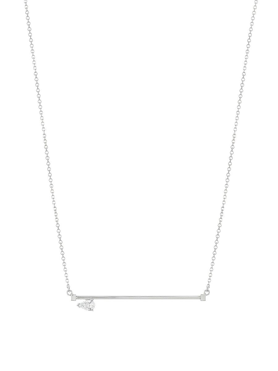 Women's Serti Sur Vide 18K White Gold & 0.3 TCW Diamond Bar Pendant Necklace - White Gold