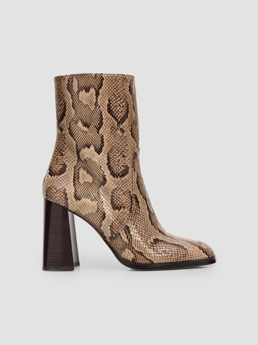 Stuart Weitzman Women's Vera Zip Snake-Embossed Leather Booties - Red - Size 12