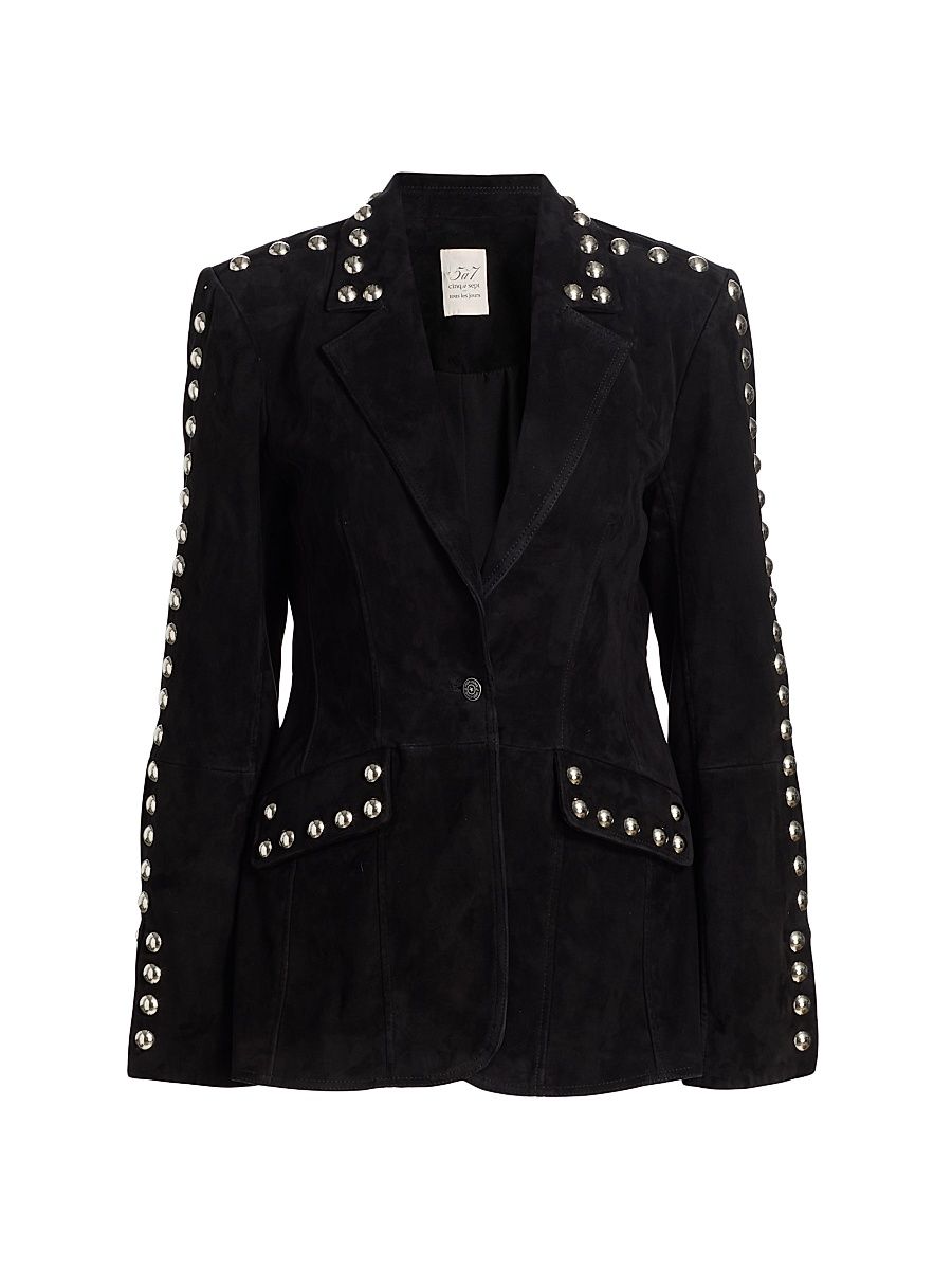 Women's Milly Studded Suede Jacket - Black - Size 12