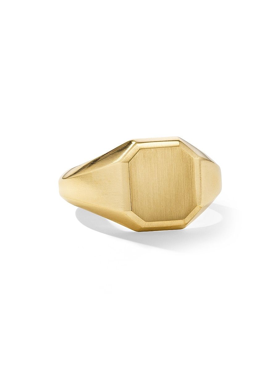 Men's Streamline Signet Ring in 18K Yellow Gold, 14mm - Gold - Size 9.5
