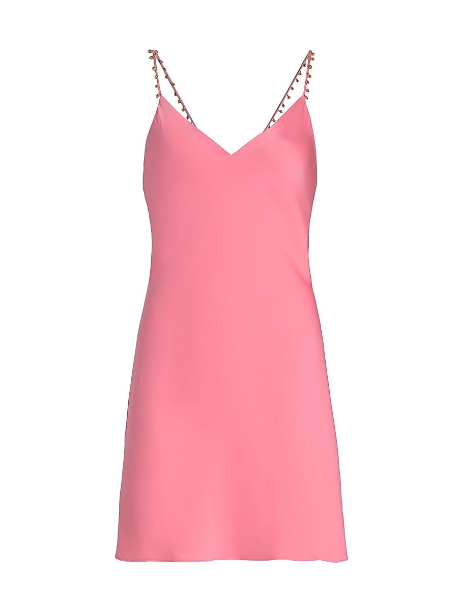 Women's Aria Bead-Embellished Mini-Slipdress - Rosa Pink - Size Large