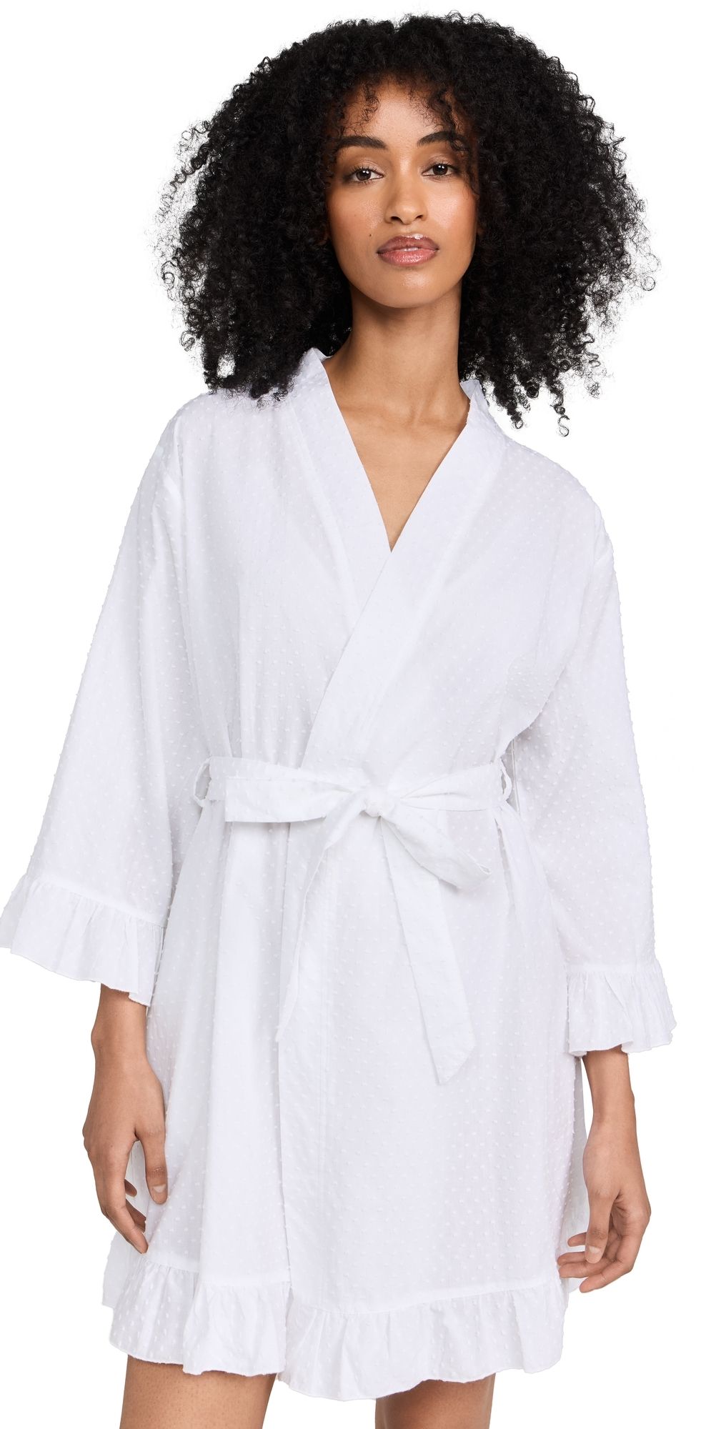 Petite Plume Women's Swiss Dot Robe White L