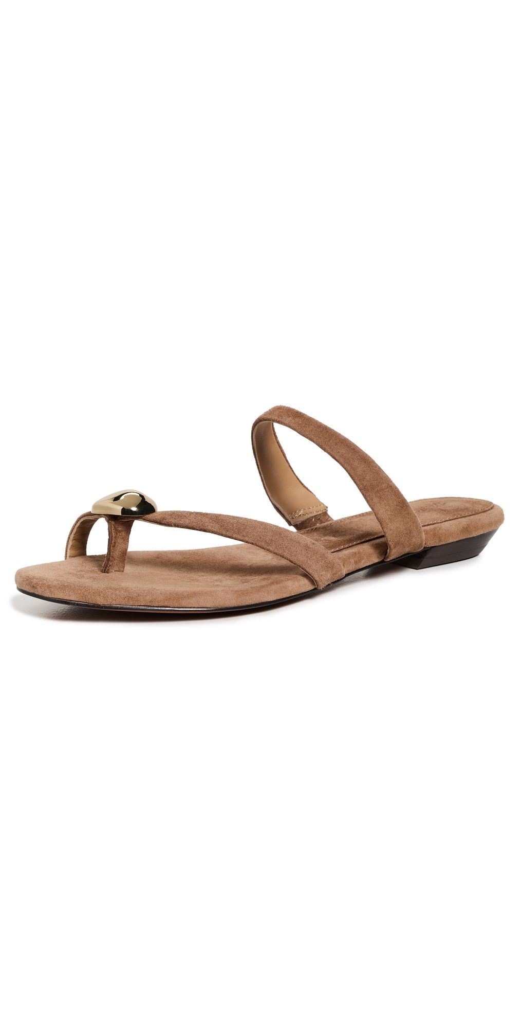 Madewell The Mila Organic Hardware Thong Slide Sandals in Leather Aged Cognac 6.5