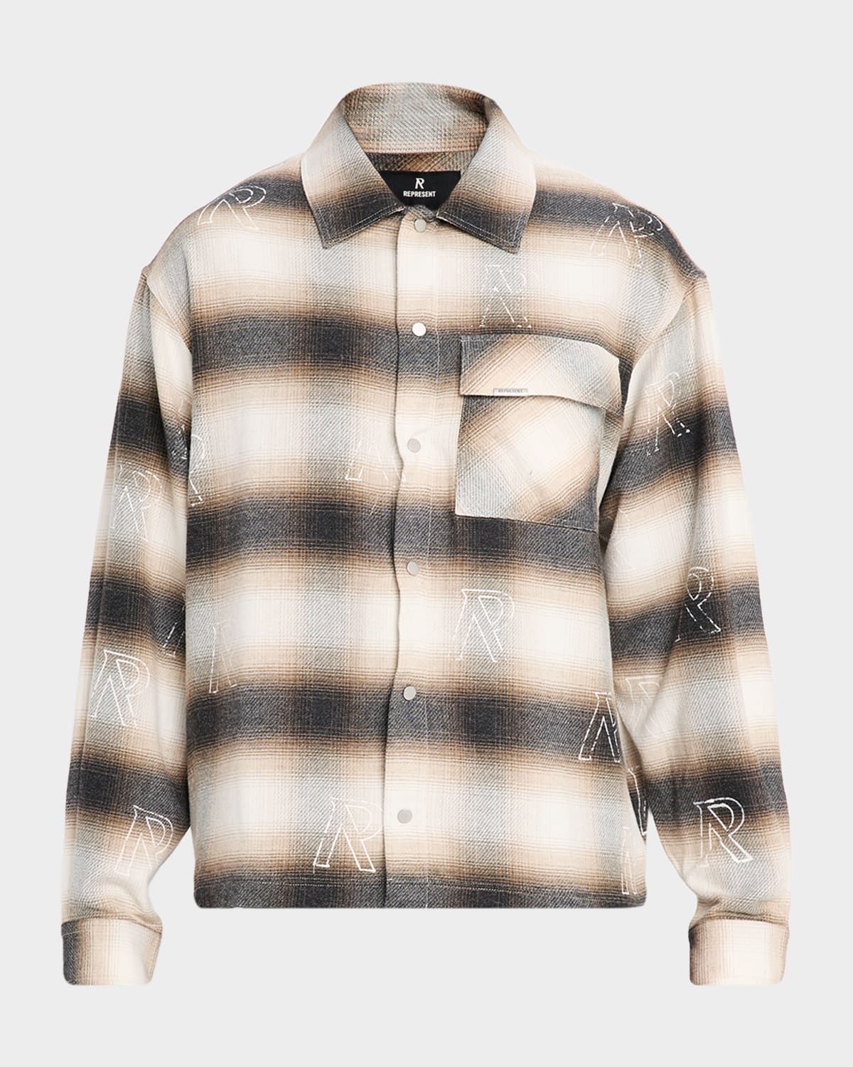 Men & apos;s All-Over Initial Flannel Snap-Front Shirt