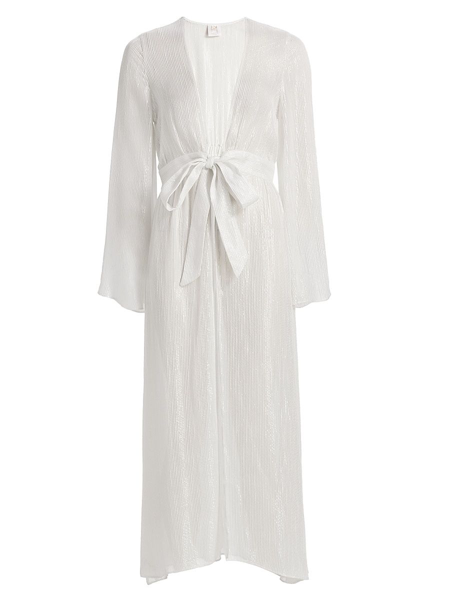 Women's Vince Pinstriped Cover-Up Robe - Size Large