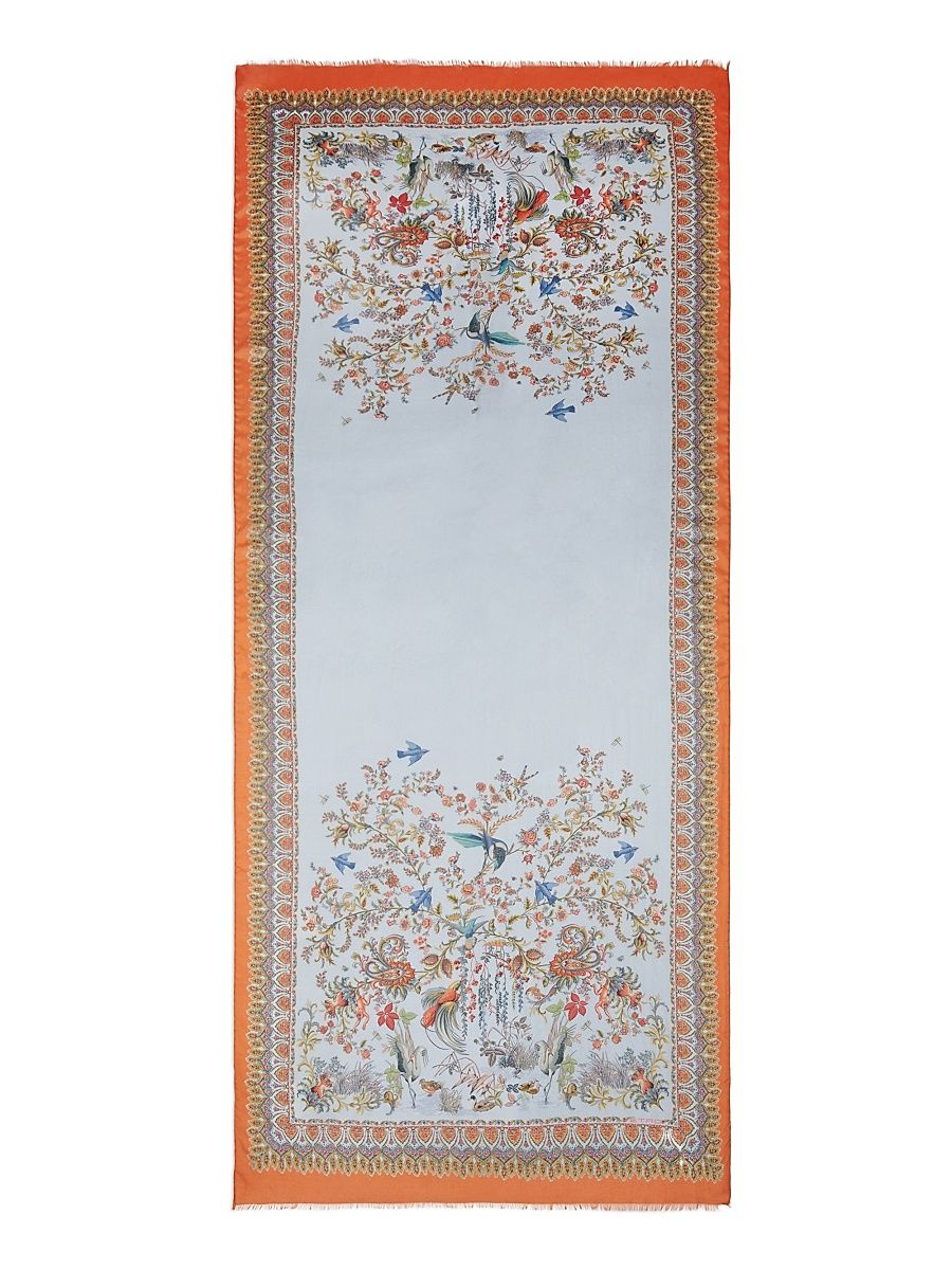 Women's Boheme Printed Cotton-Silk Scarf - Azzurro