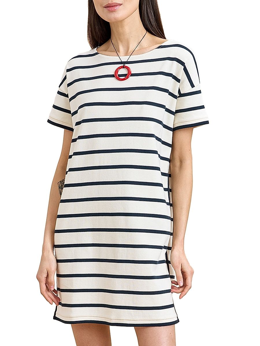 Women's Breton Dress - Navy Cream - Size XL