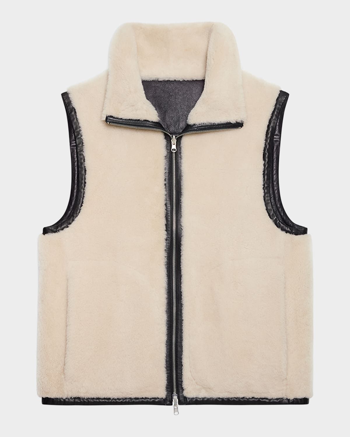 Men & apos;s Reversible Shearling Funnel Neck Full-Zip Vest
