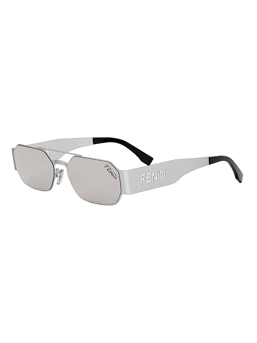 Women's Cut-Out Matte 55MM Metal Sunglasses - Silver Palladium