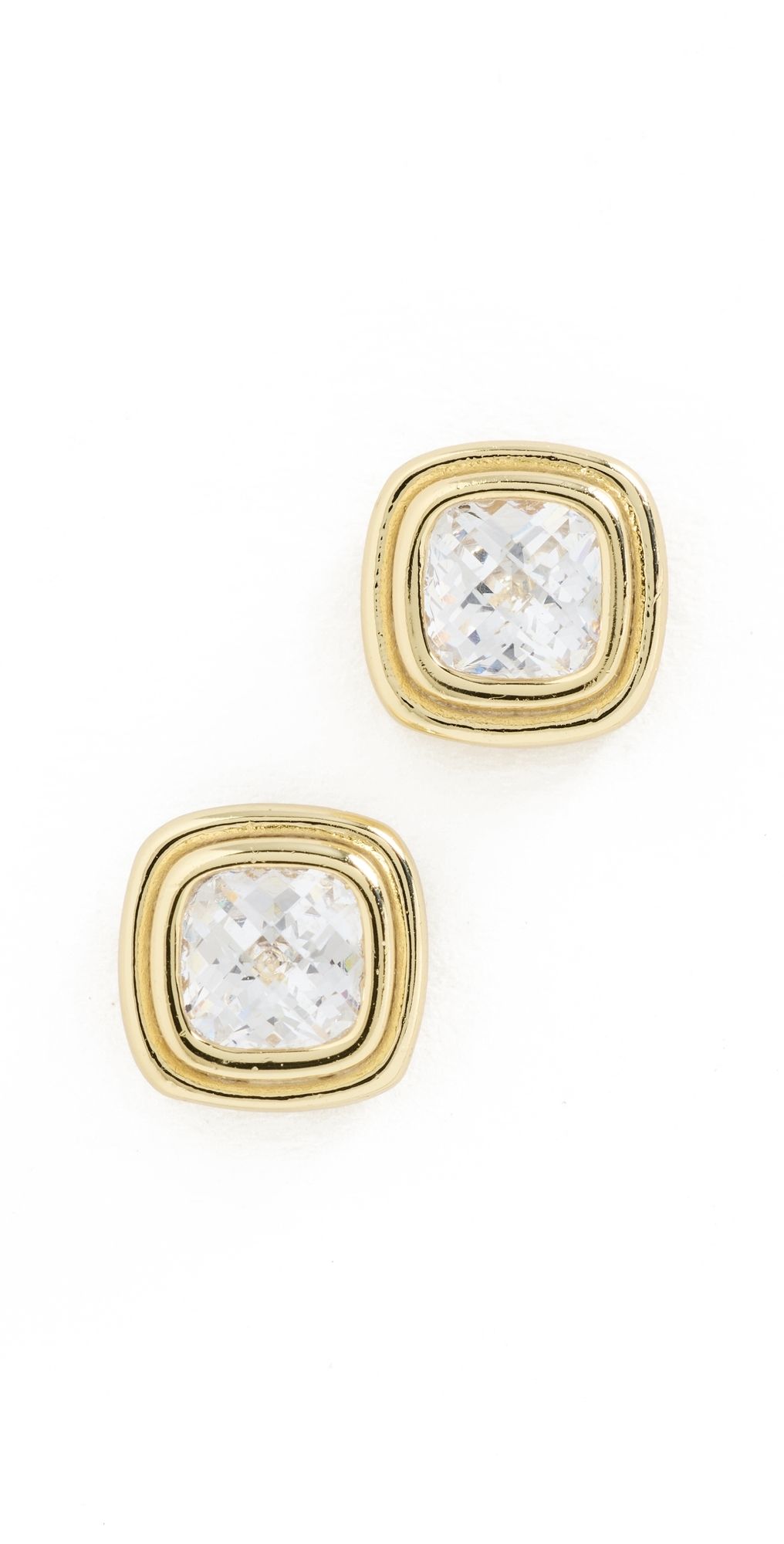 SHASHI Reagan Cushion Stud Earrings Gold One Size