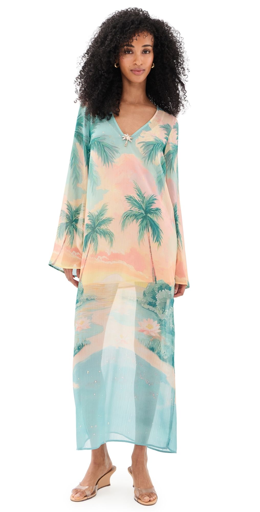 Show Me Your Mumu Staycation Coverup Maxi Dress Sunset Cove Chiffon XL