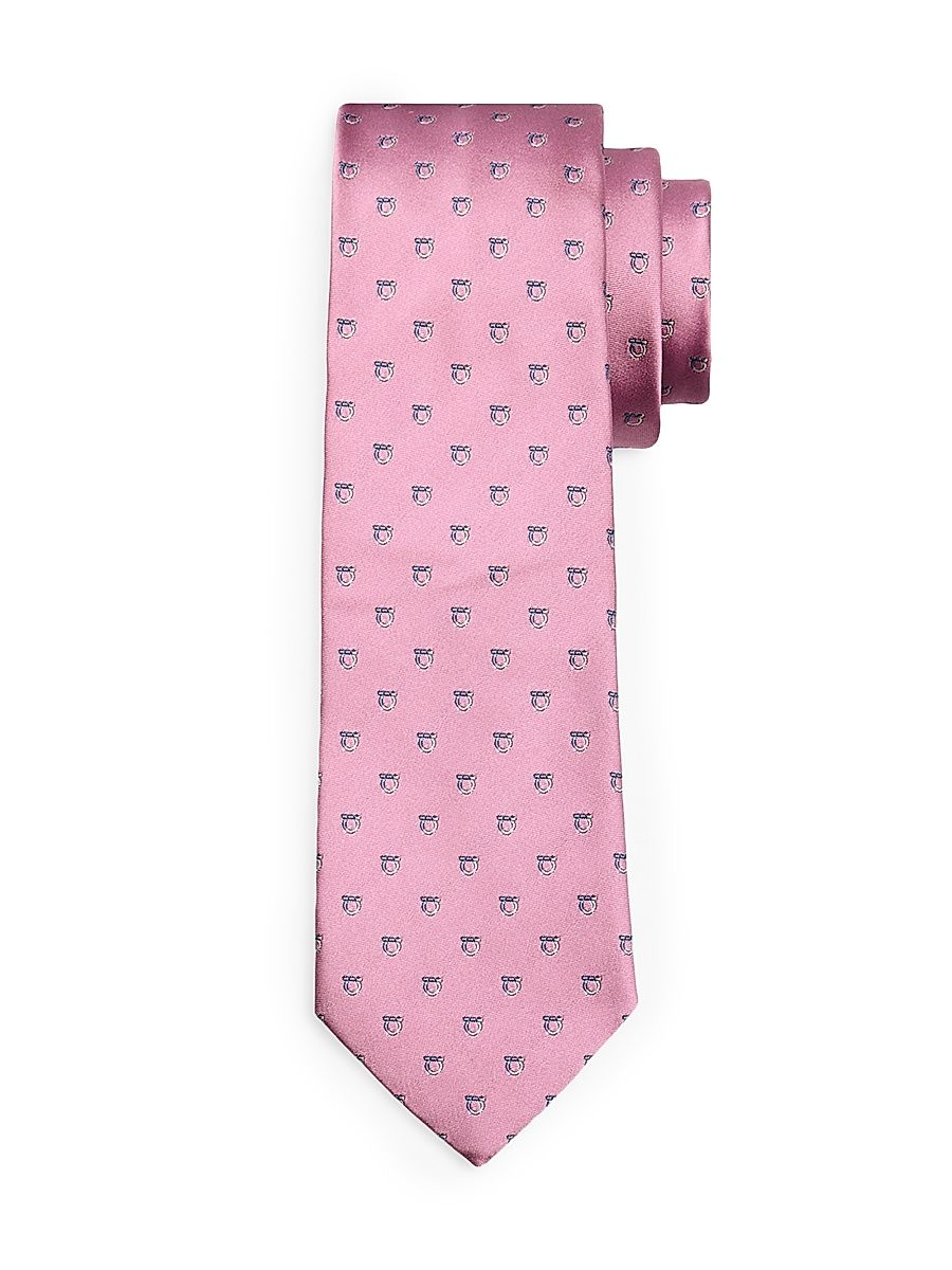 Men's Silk Jacquard Gancini Tie - Pink