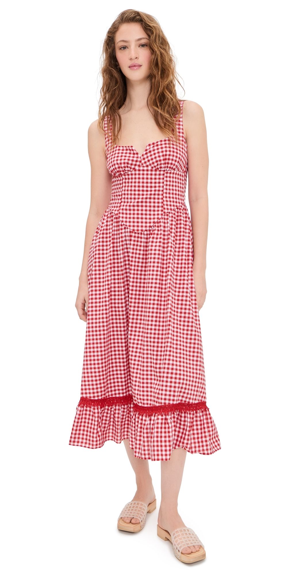 Peixoto Liam Midi Dress Sriracha Gingham S