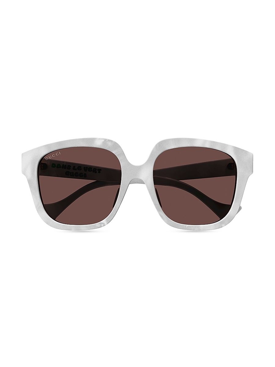 Women's 55MM Square Sunglasses - White Marble Brown