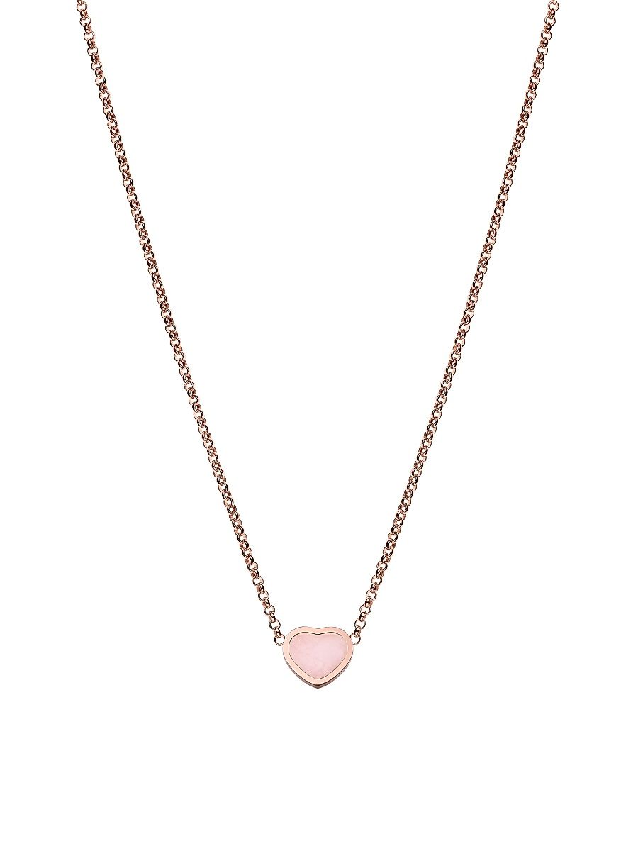 Women's My Happy Hearts 18K Rose Gold & Pink Opal Pendant Necklace - Pink