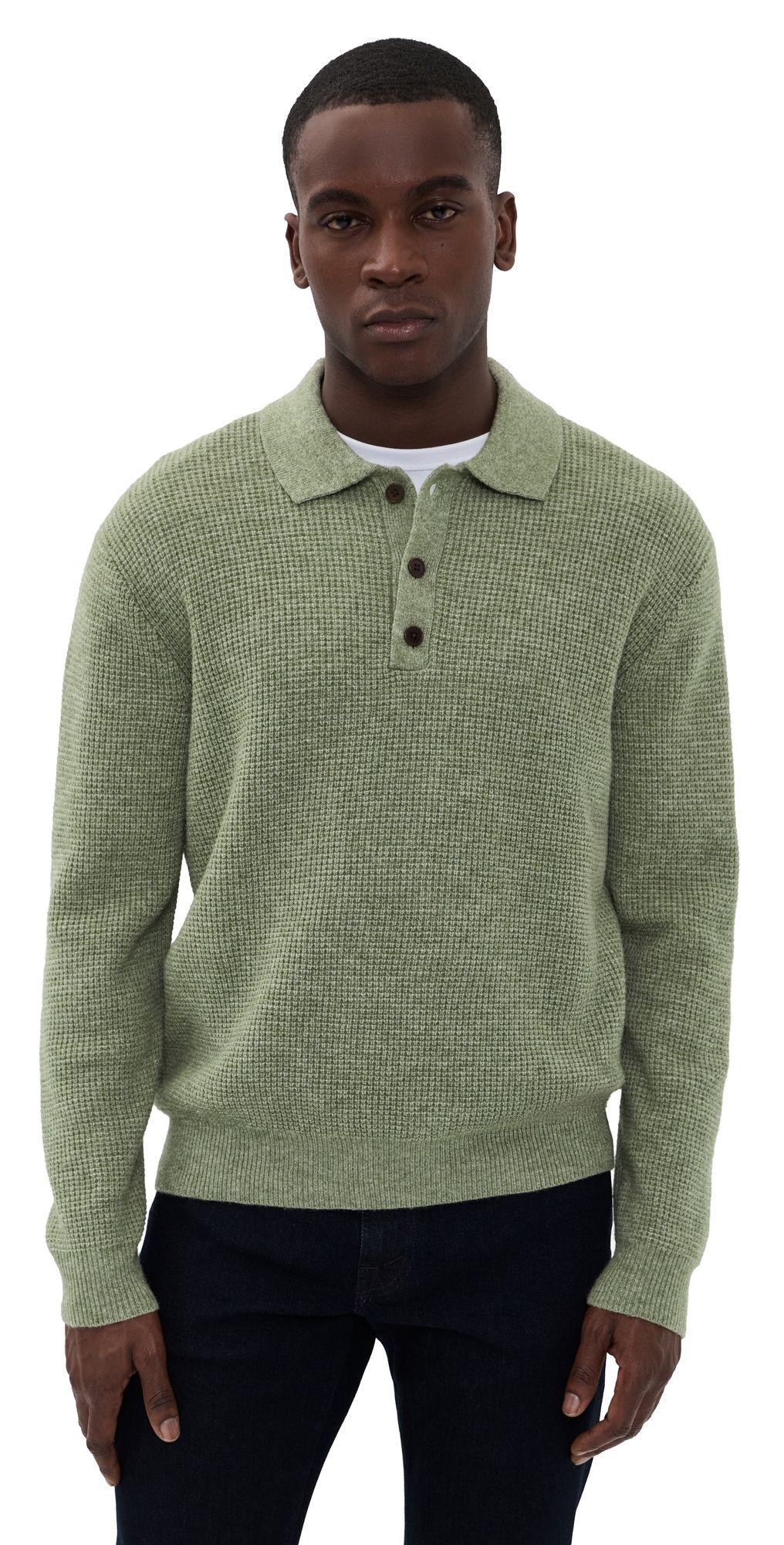 Madewell Waffle Polo Heather Sage M