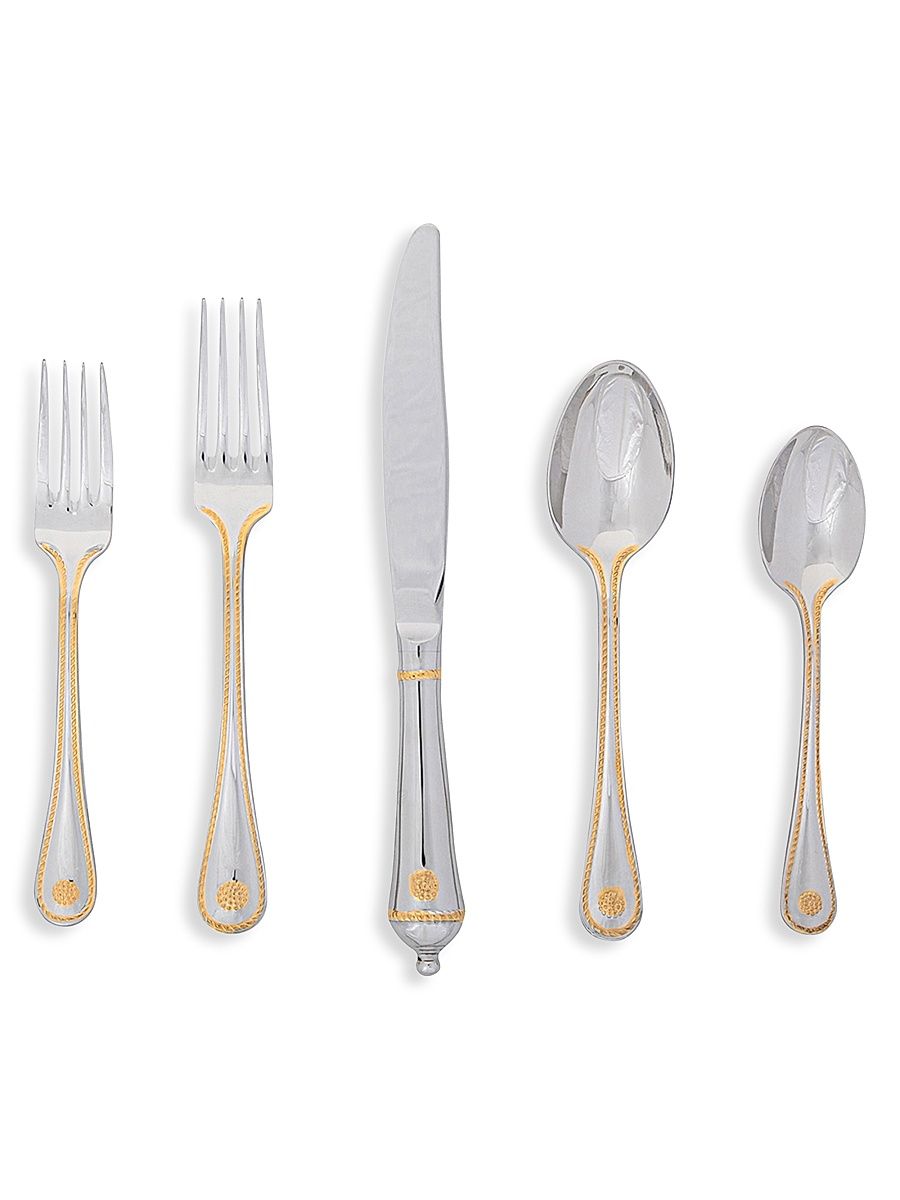 Berry & Thread 5-Piece Polished Gold Accents Flatware Set