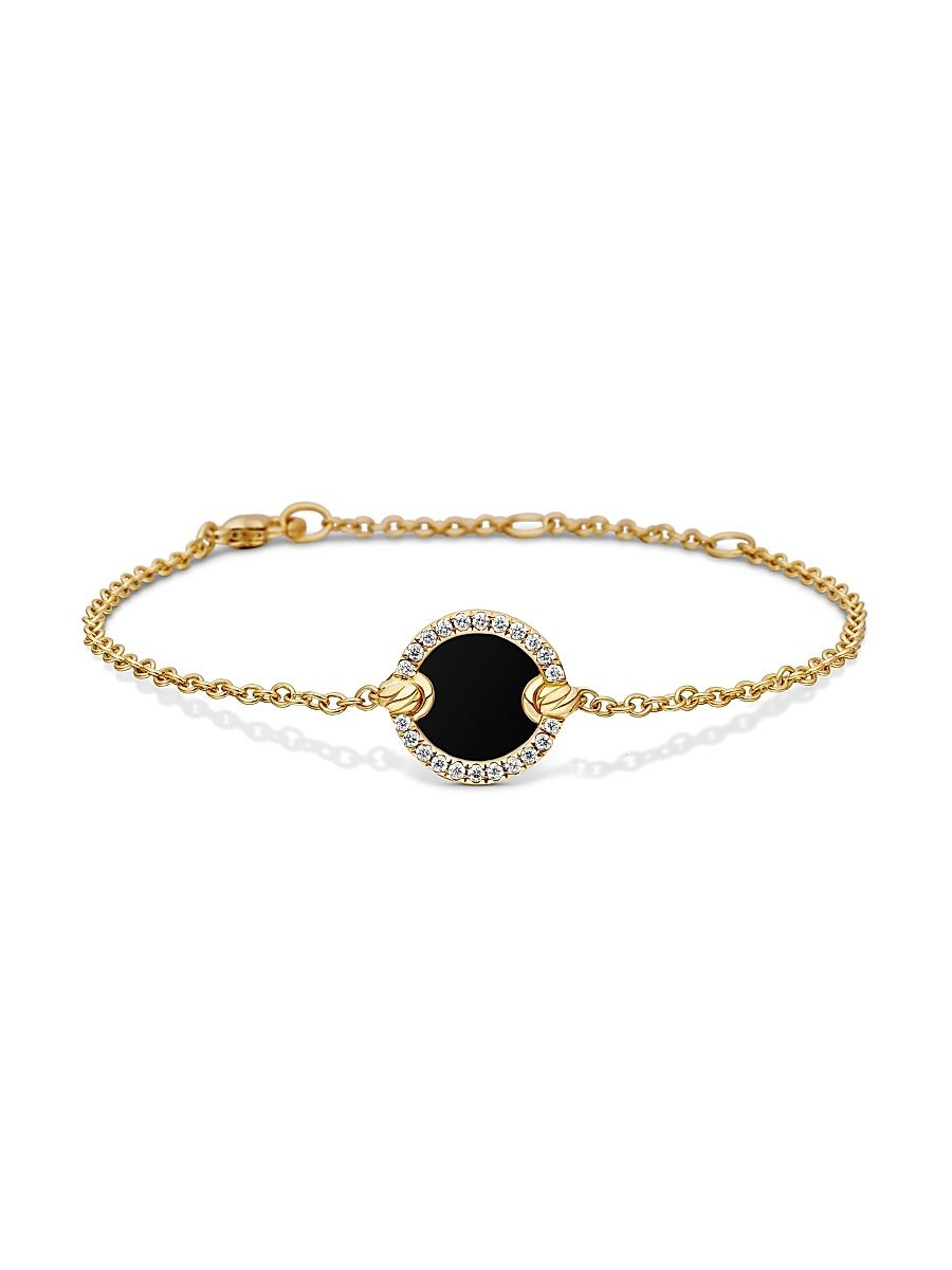 Women's Petite DY Elements Center Station Chain Bracelet in 18K Yellow Gold - Black Onyx