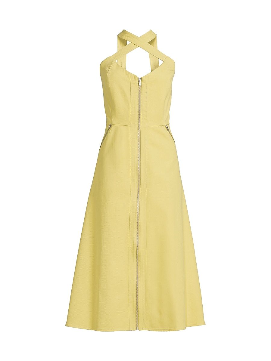 Women's Everyday Tropics Crossover Zip-Front Dress - Banana - Size Large