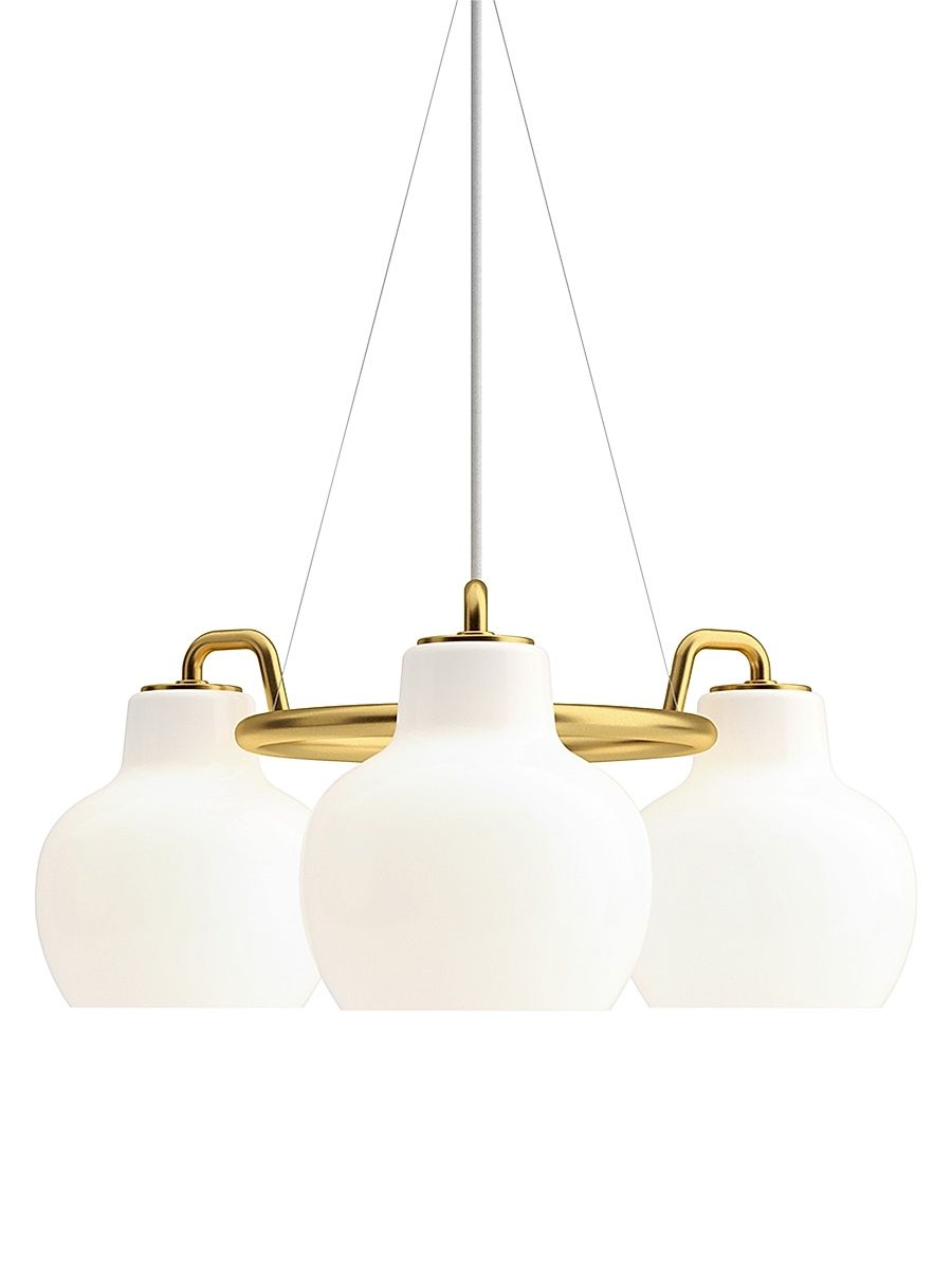 VL Ring Crown Opal Glass 3-Light Chandelier - Gold