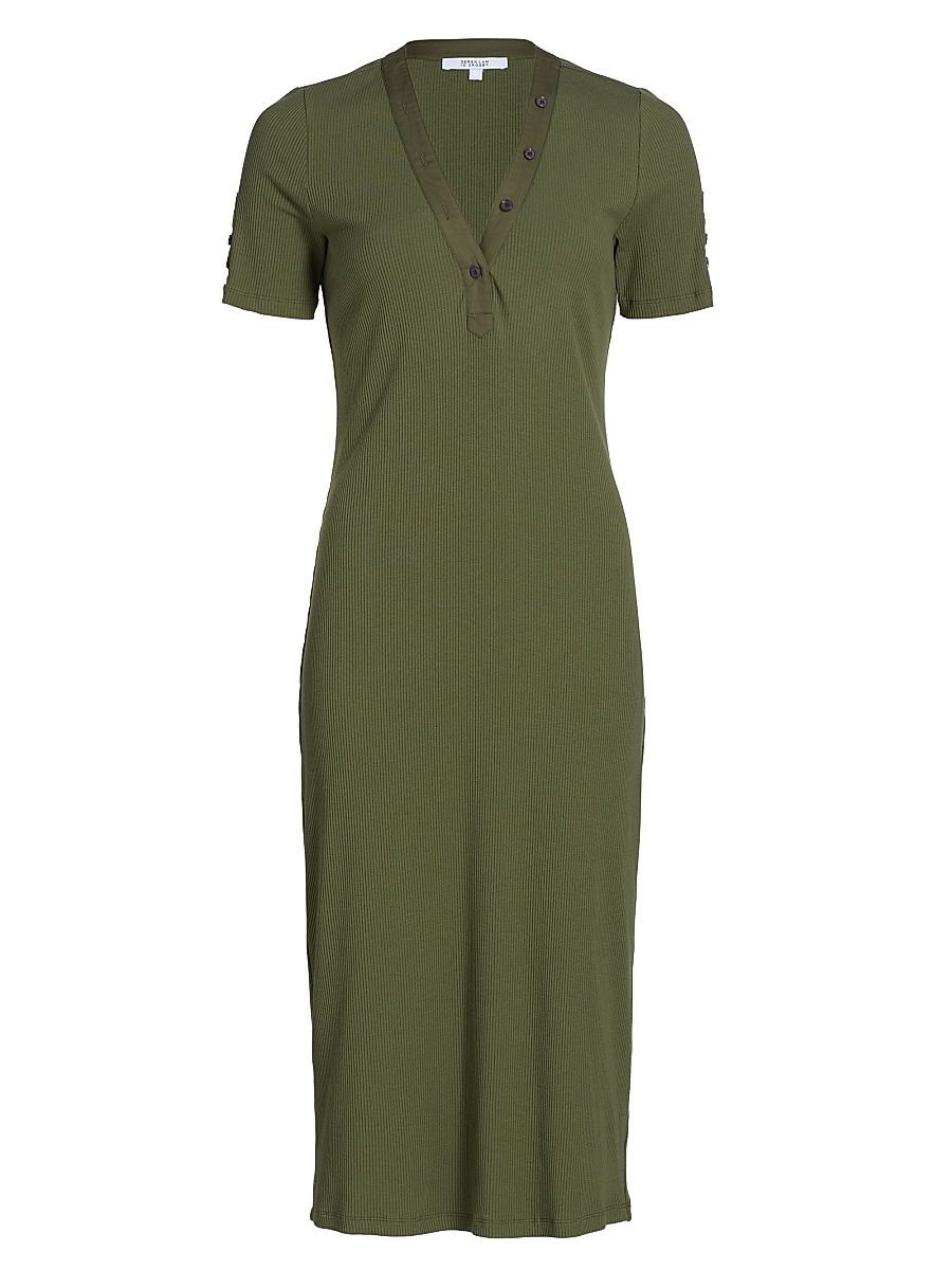 Women's Damiana Henley-Style Midi-Dress - Fatigue - Size XL