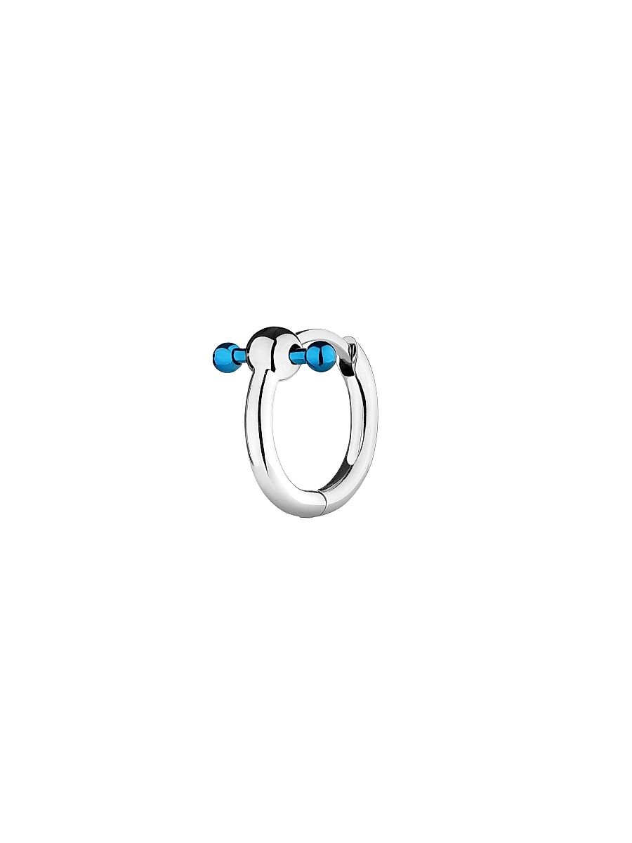 Women's Maga Circe Mini 18K White Gold Piercing Bar Single Earring - White Gold Blue