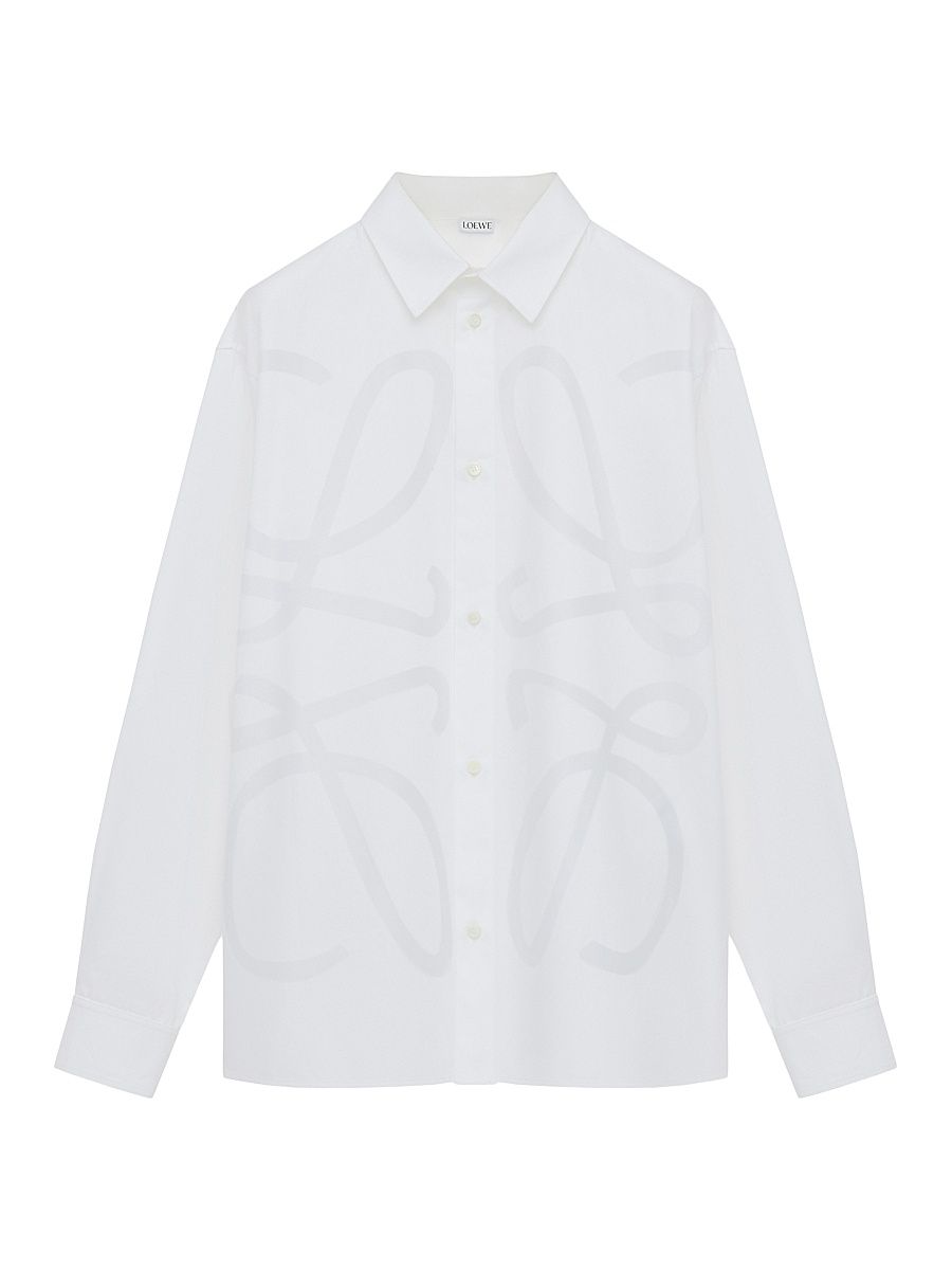 Men's Large Anagram Cotton Shirt - White - Size 17.5