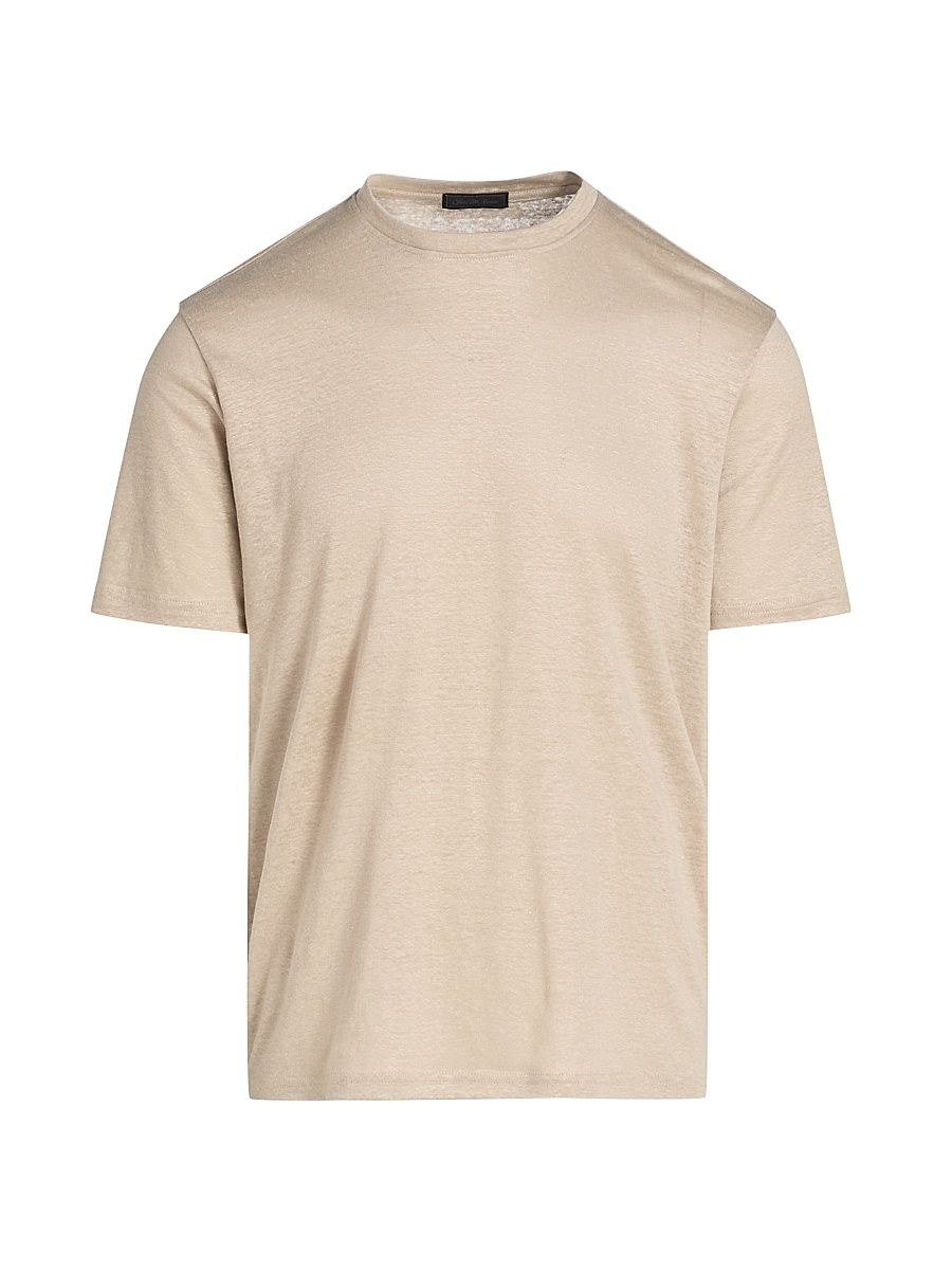 Men's Linen Crewneck T-Shirt - Beige - Size XXL