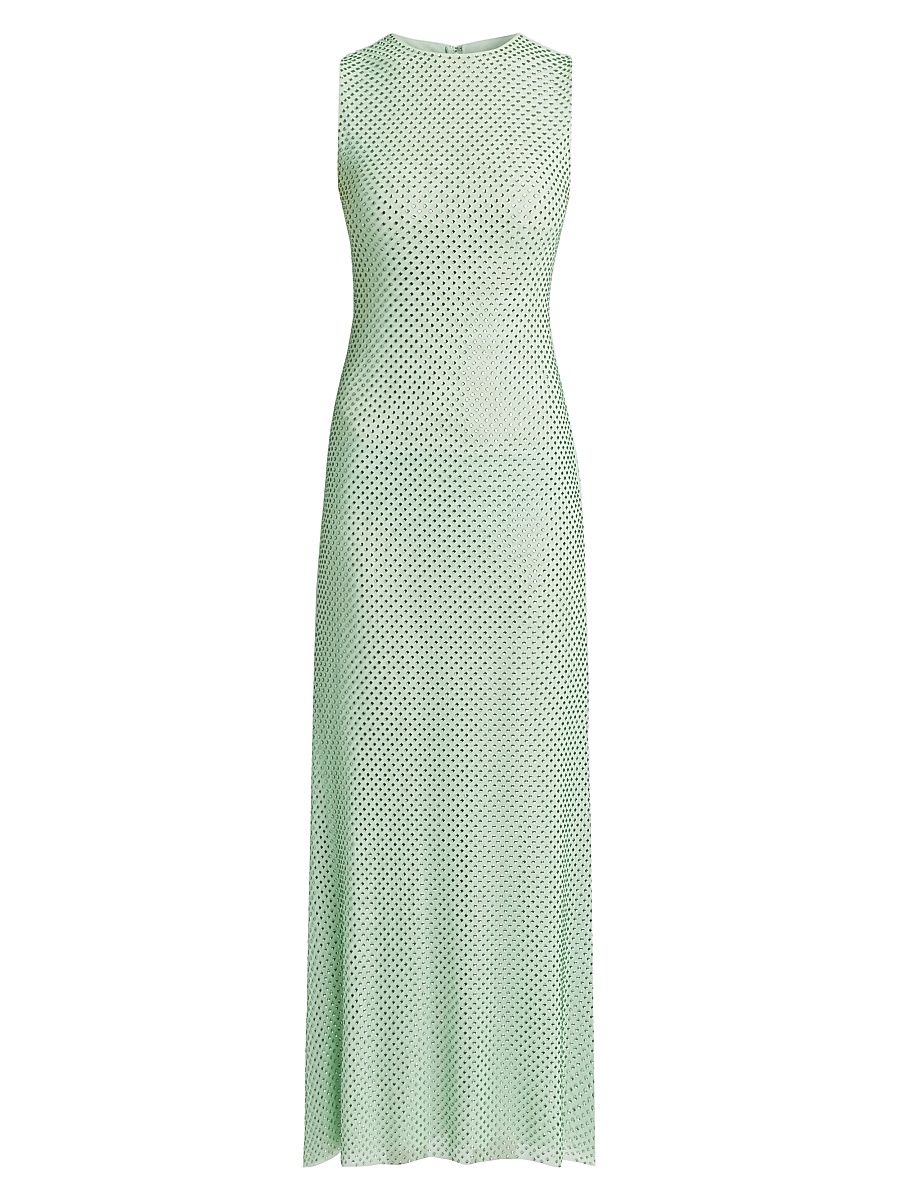 Women's Mint Rhinestone Mesh Maxi Dress - Green - Size 10