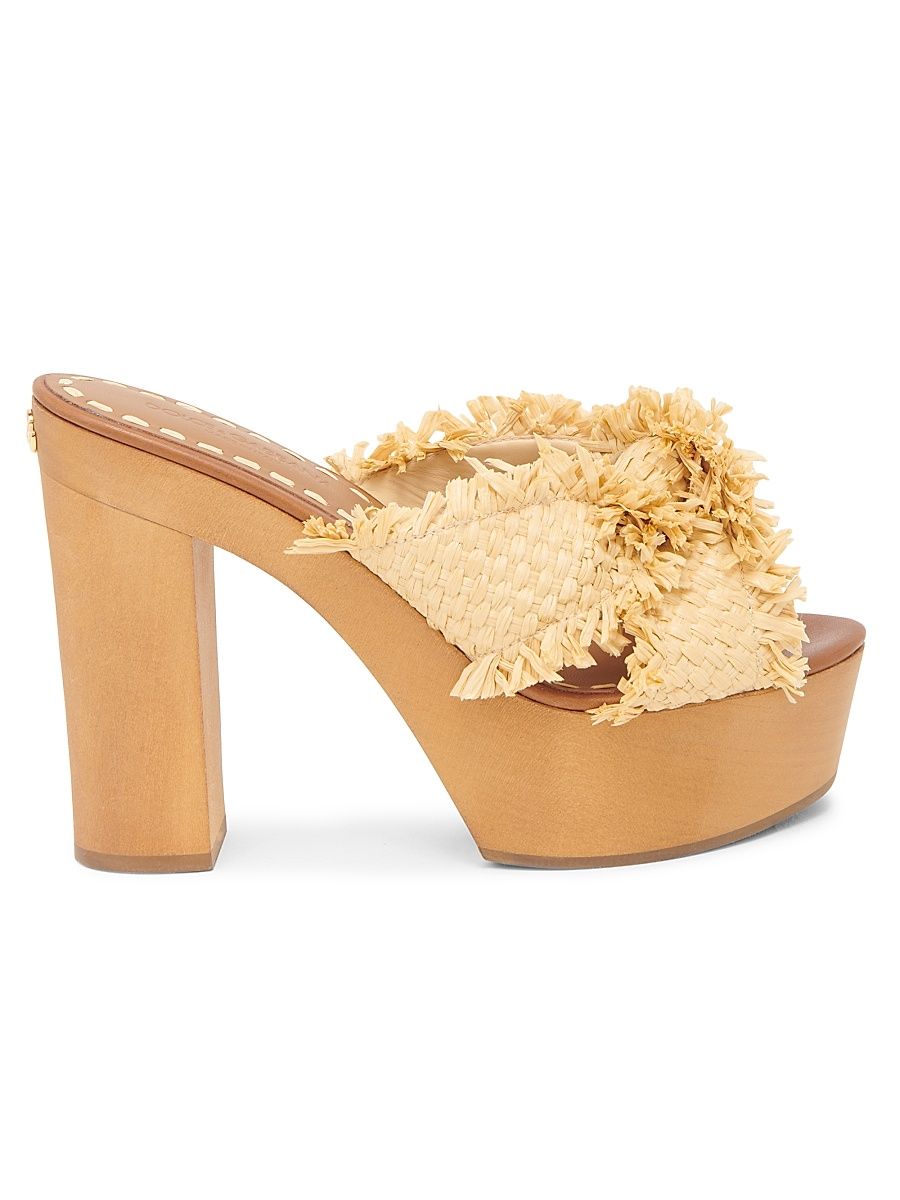Women's Knotted Raffia Platform Sandals - Legno Sabbia - Size 11