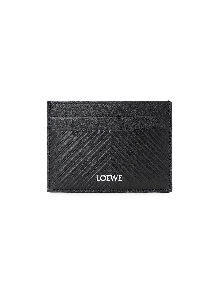 Men's Logo Chevron Leather Card Case - Black