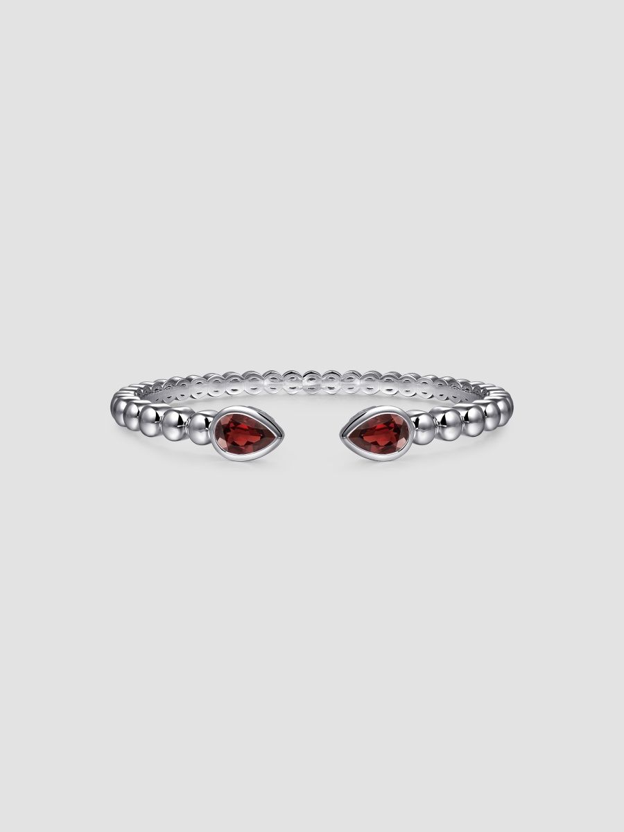Gabriel & Co Women's Bujukan Sterling Silver & Garnet Beaded Cuff/6" - Sterling Silver