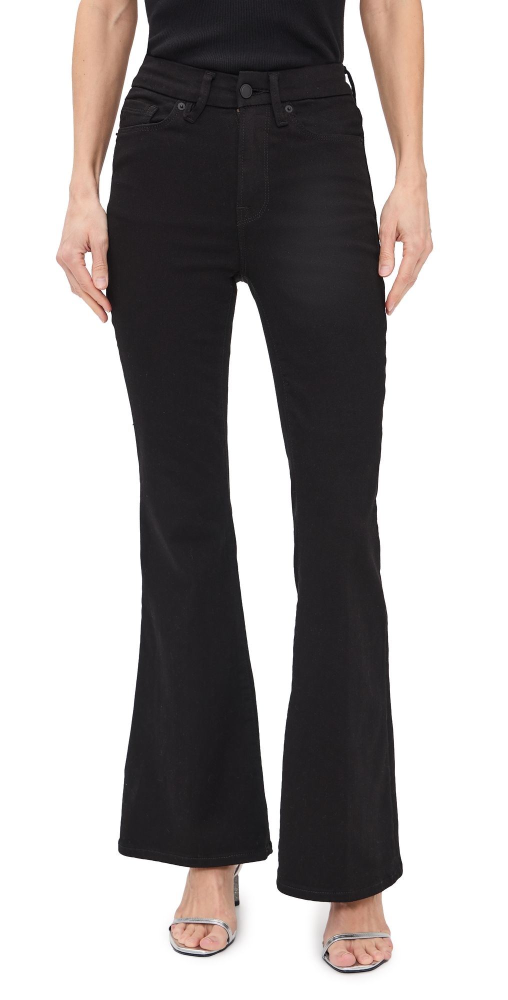 Good American Never Fades Petite Flare Jeans Black001 15