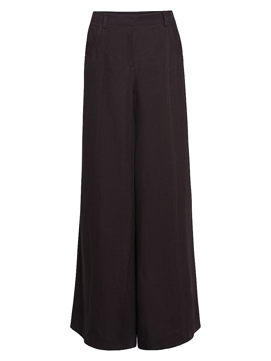 Women's Dees High-Rise Wide-Leg Trousers - Dark Chocolate - Size 10