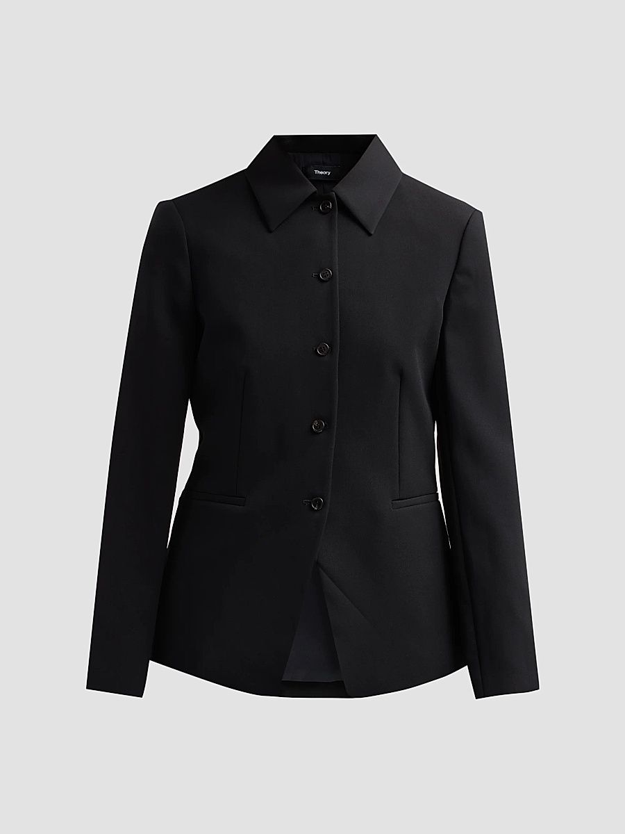 Theory Women's Slim Fit Collar Blazer - Black - Size 16