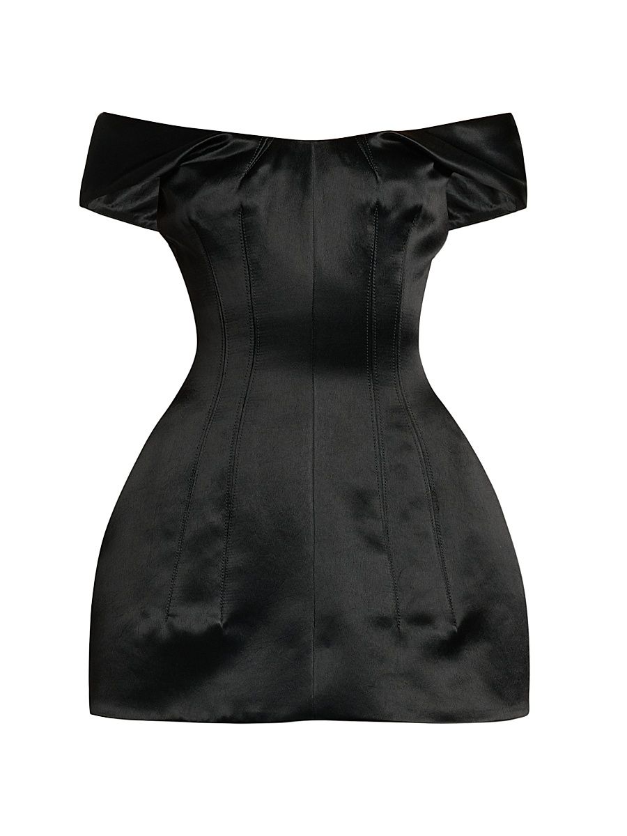 Women's Bonded Satin Cocktail Minidress - Black - Size 8