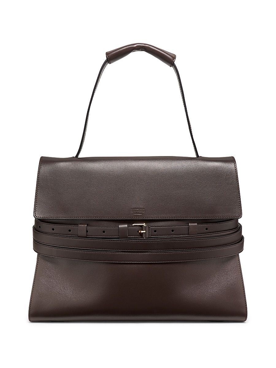 Women's Tie Me Buckle-Front Shoudler Bag - Dark Brown