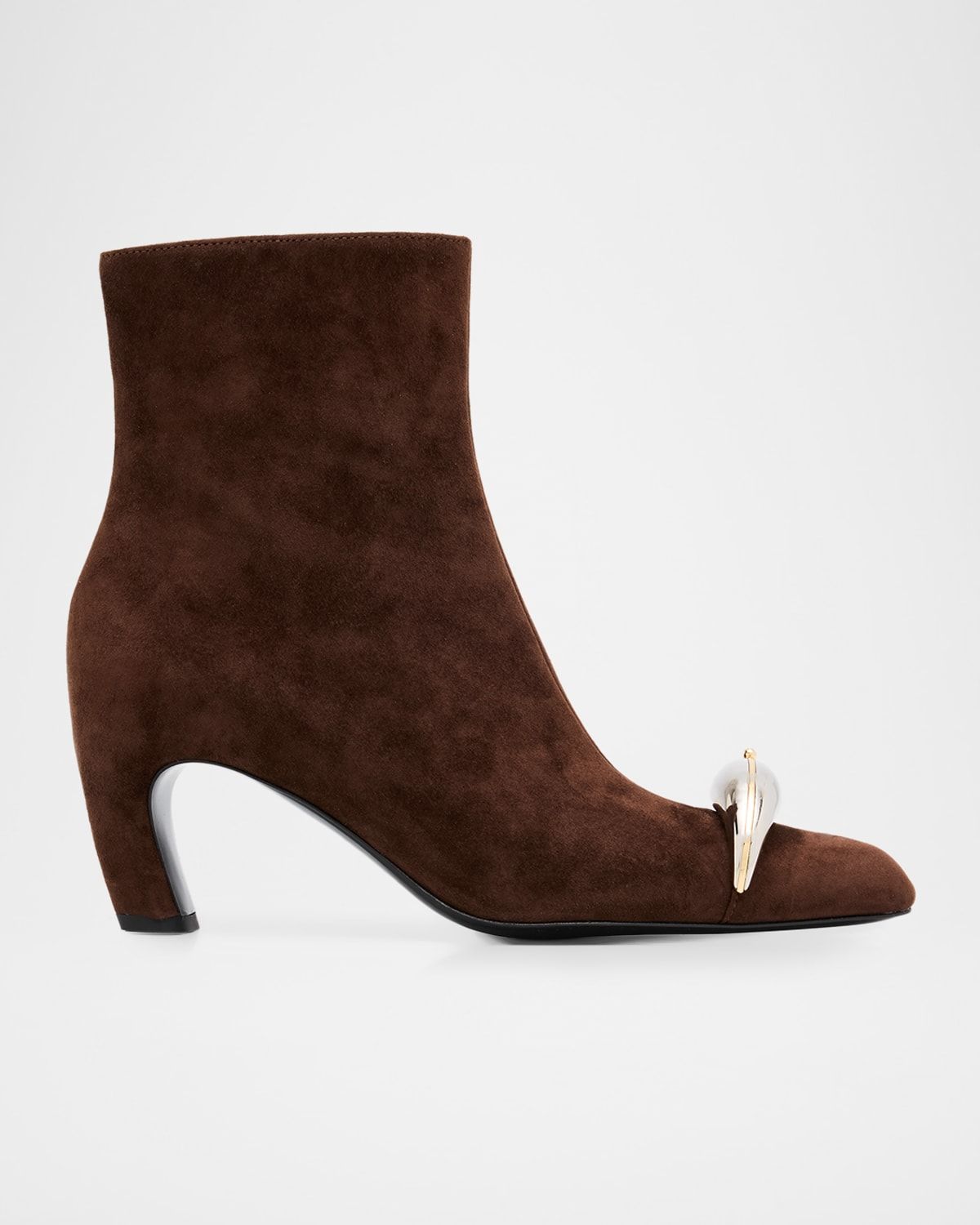 Pierced Suede Ankle Boots