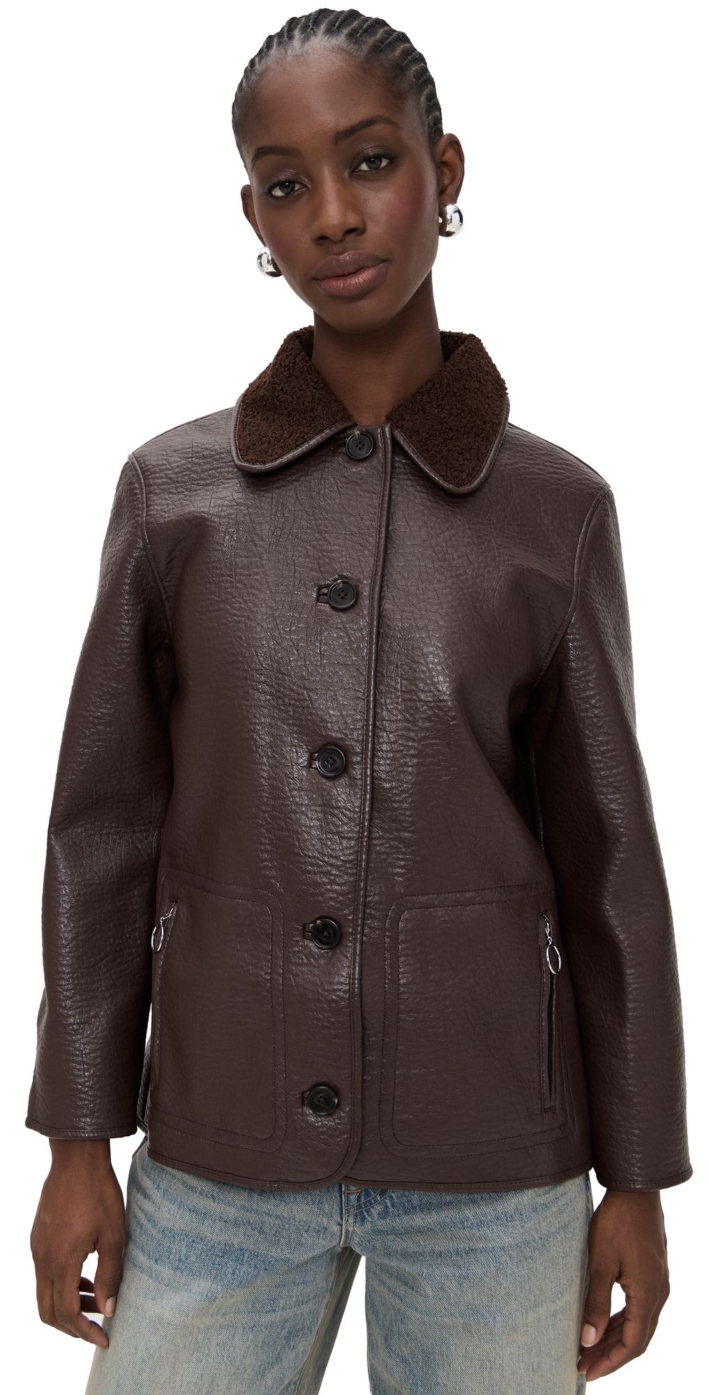 RAILS Luis Faux Leather Jacket Walnut M