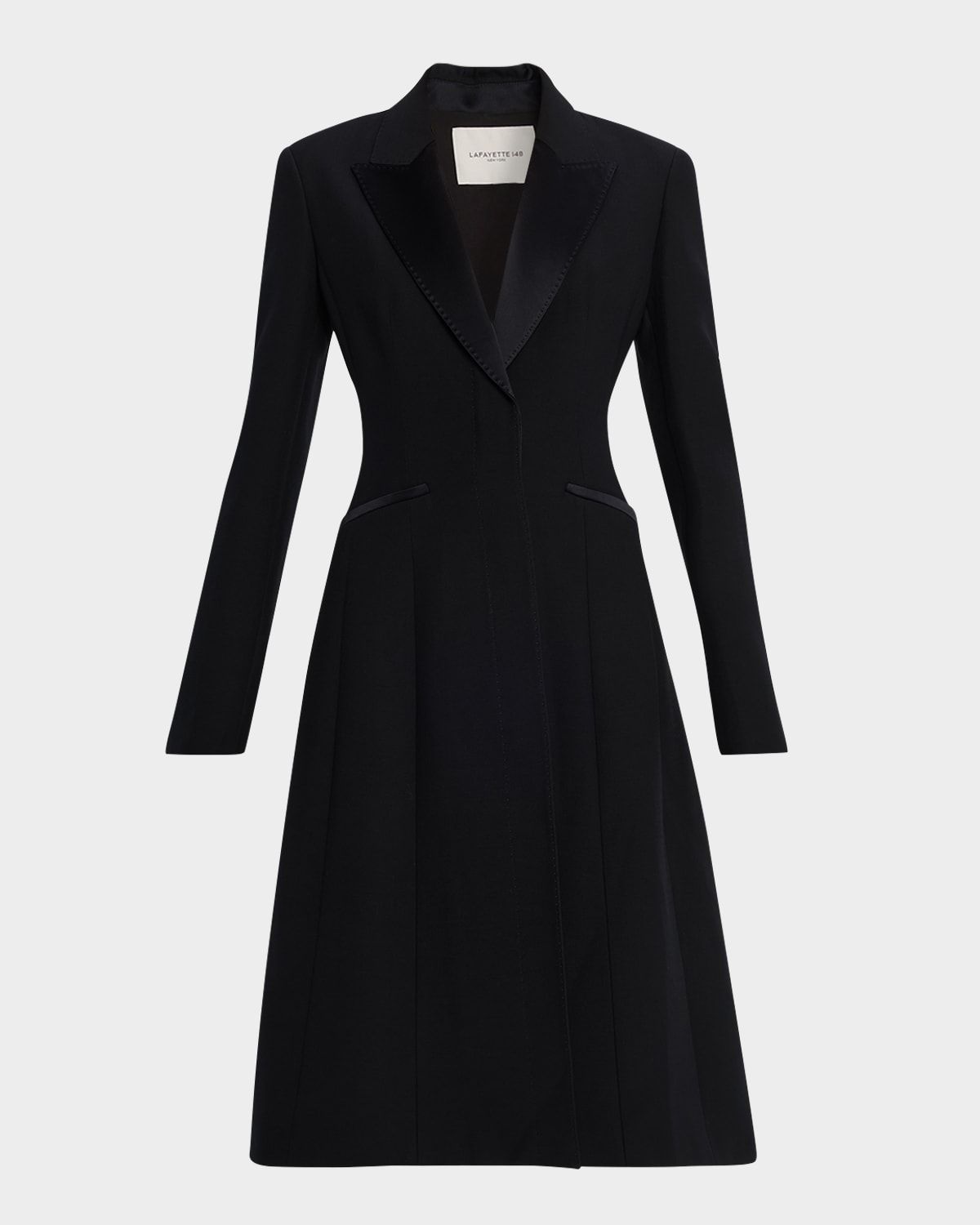 Satin-Trim Crepe Tuxedo Midi Dress