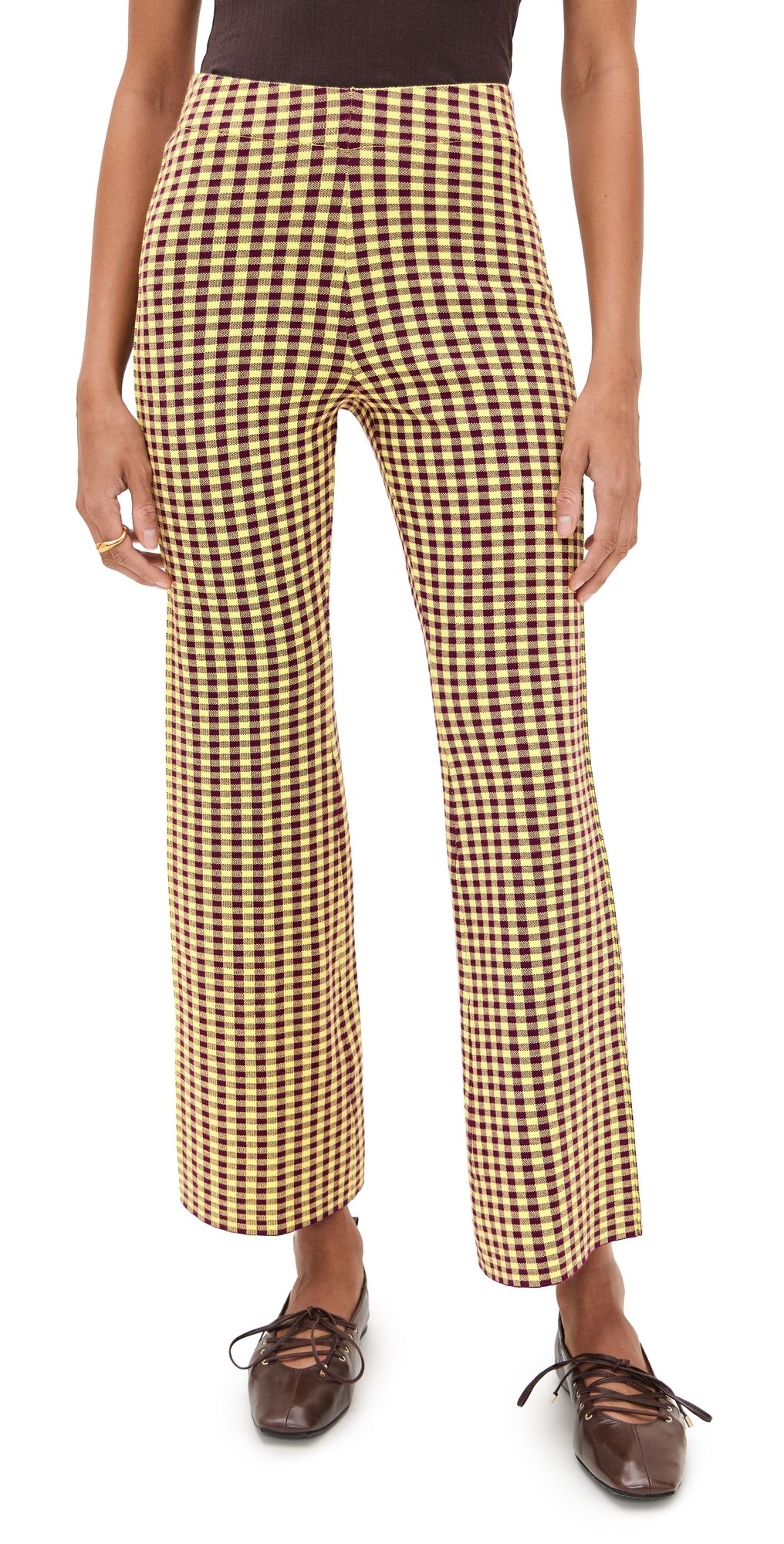 LE BOP Gingham Flare Pants Chocolate/Black XL
