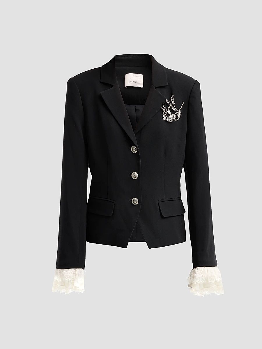 Women's Sorren Embellished Blazer - Black Ivory - Size 16